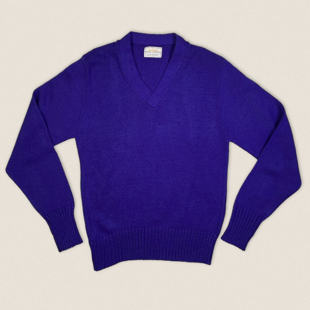Vintage 60s 70s V Neck Acrylic Sweater Size Small BPC Bristol